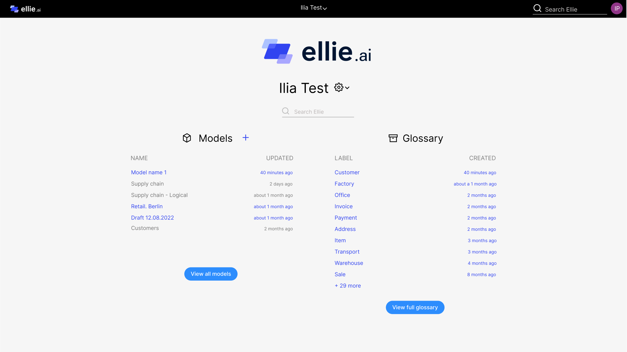 Before — old Ellie dashboard